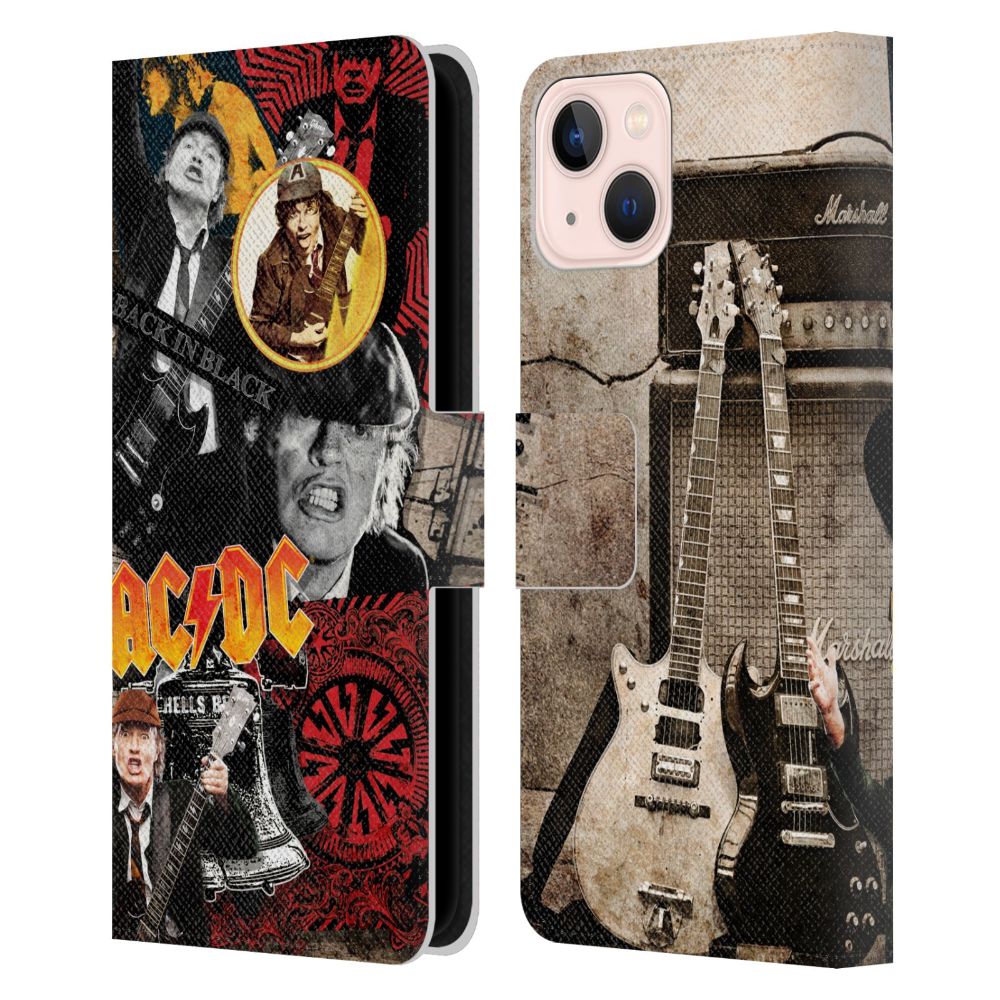 AC/DC エーシーディーシー (Back in Black 45周年 ) - Collage / Angus Young レザー手帳型 / Apple iPhoneケース - PGS